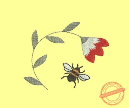 Matriz De Bordado Abelha com flor para bordar
