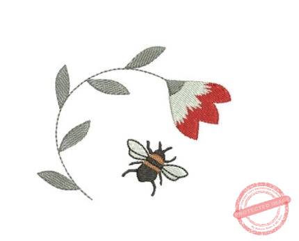 Matriz De Bordado Abelha com flor para bordar