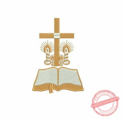 Matriz De Bordado Bíblia Com Cruz E Vela Para Bordar.