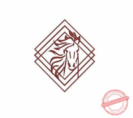 Matriz De Bordado Cavalo Com Moldura Quadrada para bordar.