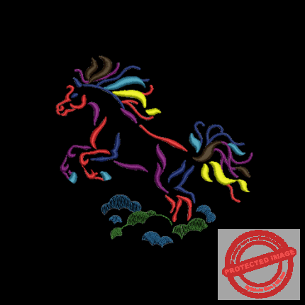 Matriz De Bordado Cavalo Colorido para bordar Grátis