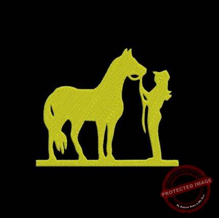 Matriz De Bordado Cowgirl para bordar. Menina com cavalo