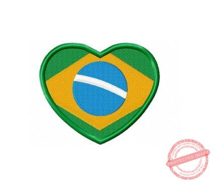 Matriz de Bordado Brasil Coração para bordar. Bandeira