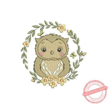Matriz De Bordado Corujinha No Ramo De Flores Para Bordar.
