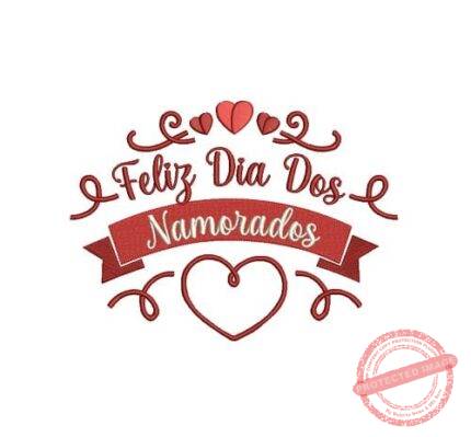 Matriz De Bordado Feliz Dia Dos Namorados para bordar.