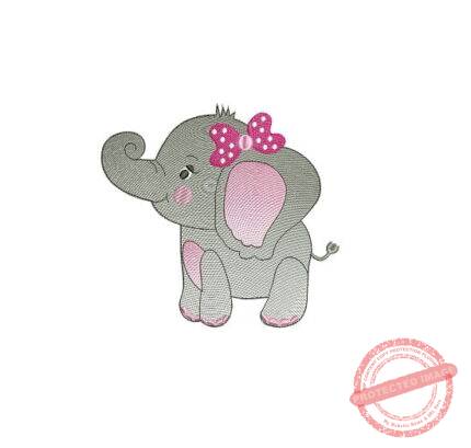 Matriz De Bordado Elefante com Laço para bordar.