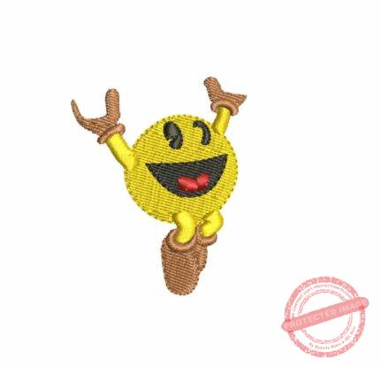 Matriz De Bordado Emoji Feliz Para Bordar. Emoticon Feliz em Pé.