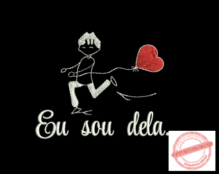 Matriz De Bordado Eu sou Dela Para Bordar. Ele com coração e Frase. Namorado