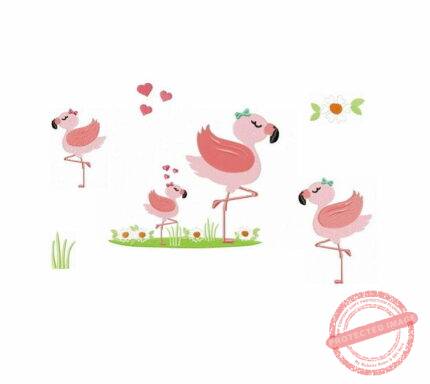 Matriz De Bordado Flamingo com filhote para bordar Colecao Pacotinho