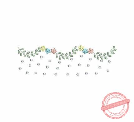 Matriz De Bordado Florzinha Colorida Poá com Ramo para bordar. 