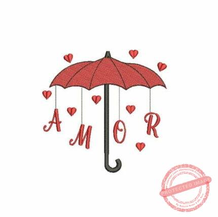 Matriz De Bordado Guarda Chuva de amor para bordar