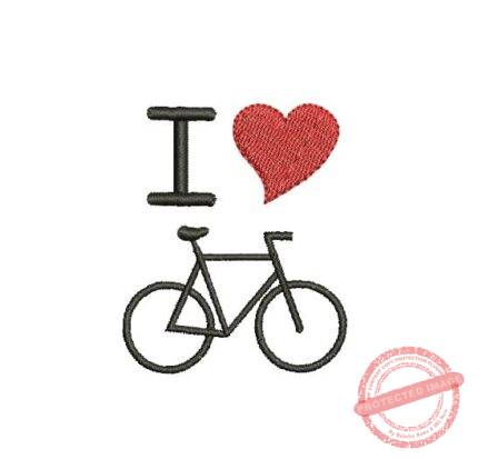 Matriz De Bordado I Love Bike Para Bordar. Eu Amo Bicicleta com coração