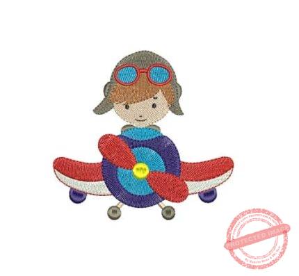 Matriz De Bordado Menino Aviador para bordar.