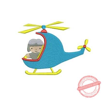 Matriz De Bordado Menino No Helicóptero Para Bordar. 