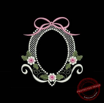 Matriz De Bordado Moldura Flores Delicadas bordar. 