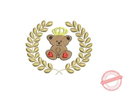 Matriz De Bordado Moldura Urso Rei para bordar. Ramo
