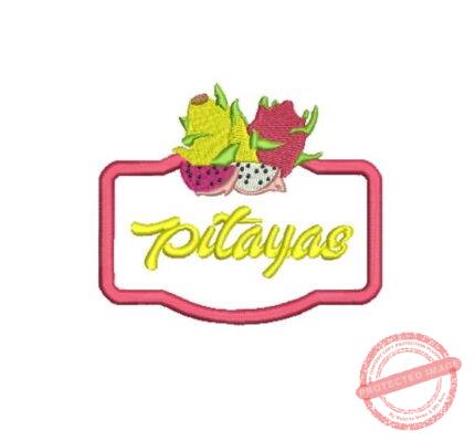 Matriz De Bordado Fruta Pitaya para Bordar. Nome Com Moldura
