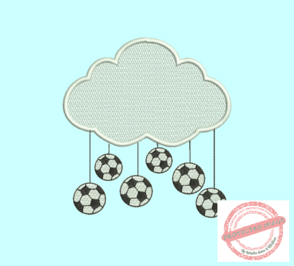 Matriz De Bordado Nuvem com bola de futebol para bordar