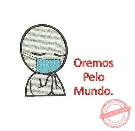 Matriz De Bordado Oremos Pelo Mundo Para Bordar. Bonequinho de Máscara