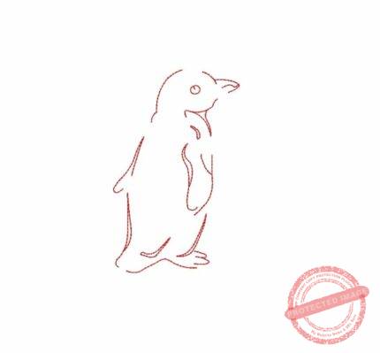 Matriz De Bordado Pinguim Para Bordar. Contorno Sem Preenchimento