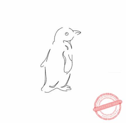 Matriz De Bordado Pinguim Para Bordar. Contorno Sem Preenchimento