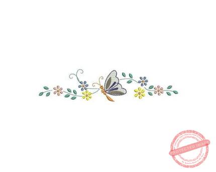 Matriz De Bordado Ramo De Flores Com Borboleta para bordar.