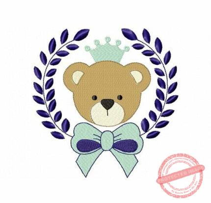 Matriz De Bordado Moldura Urso Com Laço para bordar. 