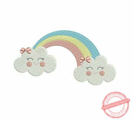 Matriz De Bordado Arco-Íris Com Nuvens para bordar