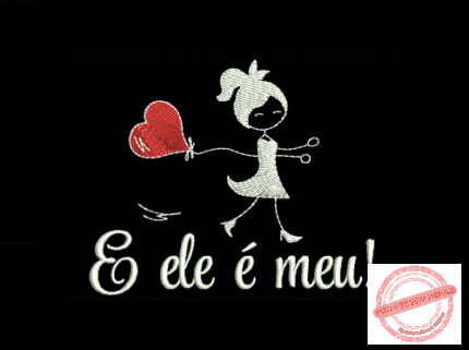 Matriz De Bordado E Ele é Meu Para Bordar. Ela com coração e Frase. Namorado