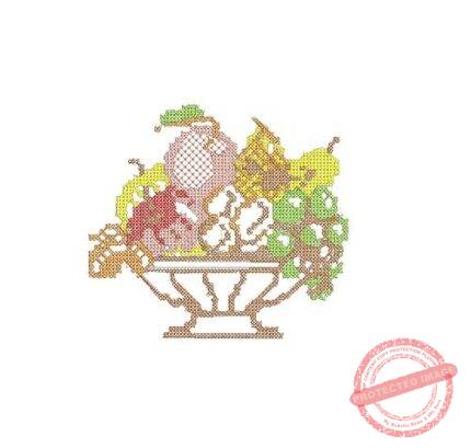 Matriz De Bordado Cesta De Frutas Ponto Cruz Para Bordar.