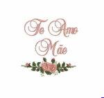 Matriz De Bordado Te Amo Mãe Com Rosas para bordar. Rosas Com Galho