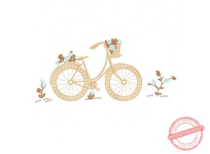 Matriz De Bordado Bicicleta com Flores para bordar.