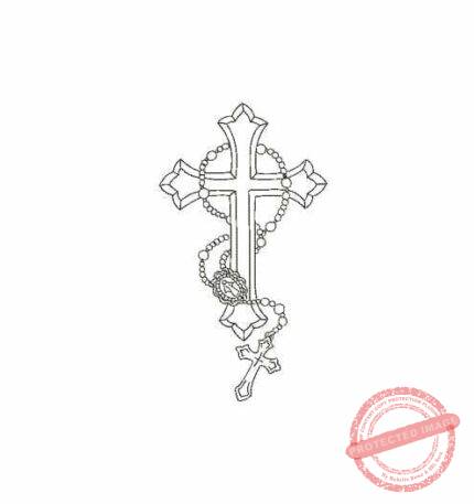 Matriz De Bordado Cruz Com Terço para bordar.