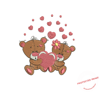 Matriz de bordado urso namorados para bordar