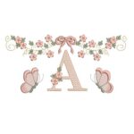 Matriz de Bordado Alfabeto Arabesco Flores Borboletas Para Bordar - Imagem 2