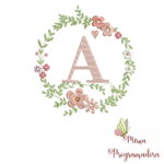 Matriz de Bordado Alfabeto Moldura Flores - Imagem 2