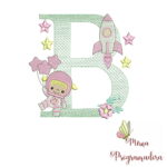 Matriz de Bordado - Alfabeto Astronauta Menina - Imagem 3