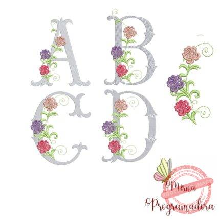 Matriz de Bordado - Alfabeto Flores