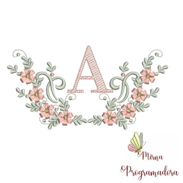 Matriz de Bordado - Alfabeto Arabesco Flores - Imagem 2
