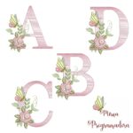 Matriz de Bordado Alfabeto Flores Borboletas