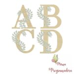 Matriz de bordado – Alfabeto Ramos Folhas