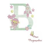 Matriz de Bordado - Alfabeto Astronauta Menina - Imagem 3