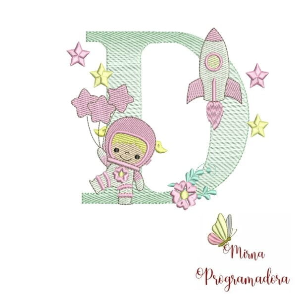 Matriz de Bordado - Alfabeto Astronauta Menina - Imagem 5