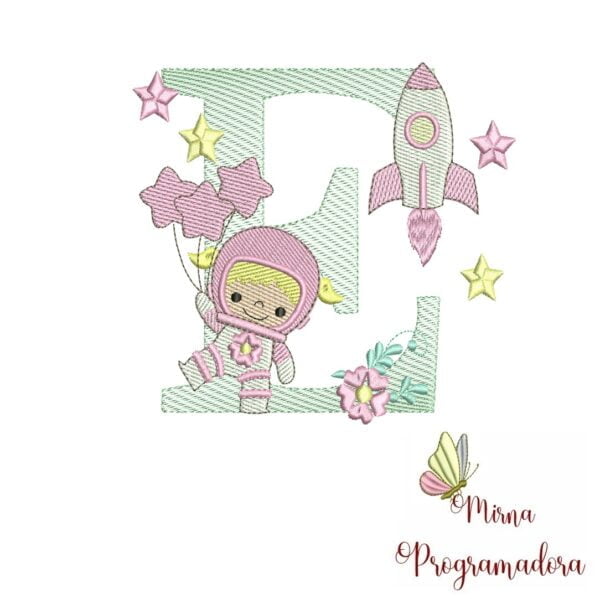 Matriz de Bordado - Alfabeto Astronauta Menina - Imagem 6
