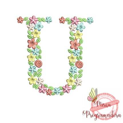Matriz de Bordado Floral Letra U