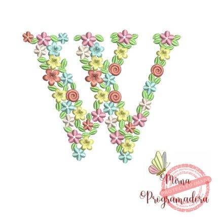 Matriz de Bordado Floral Letra W