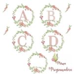 Matriz de Bordado Coleção Alfabeto Molduras Flores