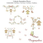 Matriz de Bordado - Coleção Raminho Flores / Coleção Alfabeto Ursinho Lendo / Brinde Coleção Nomes Jardim Invertido Menina - Imagem 2