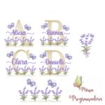 Matriz de Bordado Coleção Moldura Raminho Flores Coleção arca de noe / Brinde: 200 nomes jardim lavanda - Imagem 19