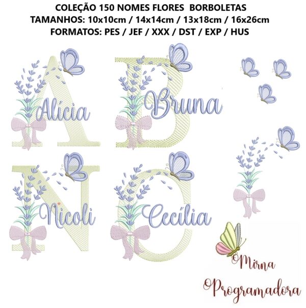 MATRIZ DE BORDADO 200 NOMES PRONTOS FLORZINHAS LAVANDA - Image 2